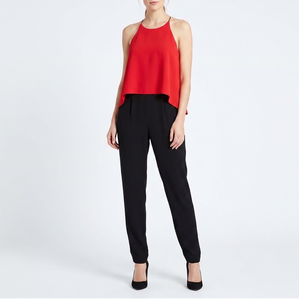 Love Ady Red Black Colorblock Halter Layered Jumpsuit XXL